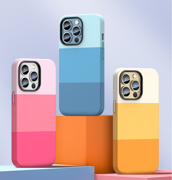 Suitable for Apple iPhone mobile phone case Apple 14Pro Max three color splicing and color blocking anti-drop case cover