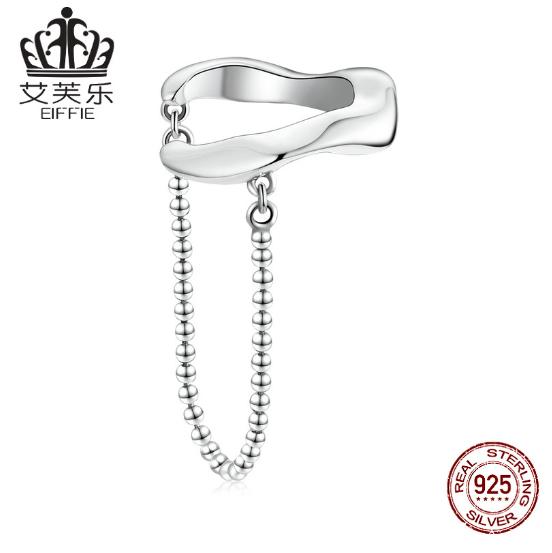 Korean Style S925 Sterling Silver Chain Ear Clip Female DIY Single Simple Fashion Earrings Jewelry