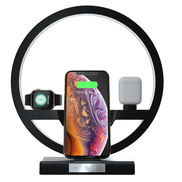 3 IN 1 QI Fast Wireless Charger Dock for iPhone 11 Pro Max for Apple Watch iWatch 1 2 3 4 5 Airpods Charger Holder LED Lamp 2019 freeshipping - Etreasurs