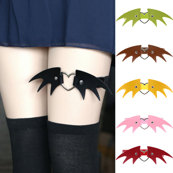 Halloween Punk Angel Wing Faux Leather Heart Ring Leg Garter Cosplay Party Decor freeshipping - Etreasurs