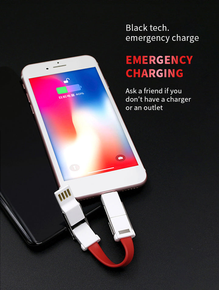 Mini 4 in 1 Fast Charging Cable with Keychain USB 3.0 to Type C Micro usb and 8 pin Data Cable for iPhone freeshipping - Etreasurs
