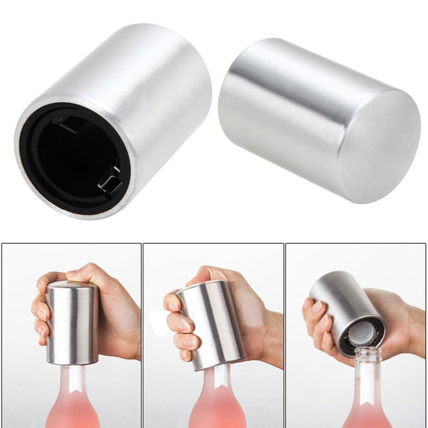 Stainless Steel Automatic Bottle Opener Bar Home Wine Beer Soda Cap Open Tool freeshipping - Etreasurs