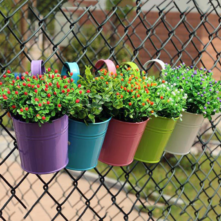 Metal Iron Flower Pot Hanging Pastoral Balcony Garden Plant Planter Home Decor freeshipping - Etreasurs