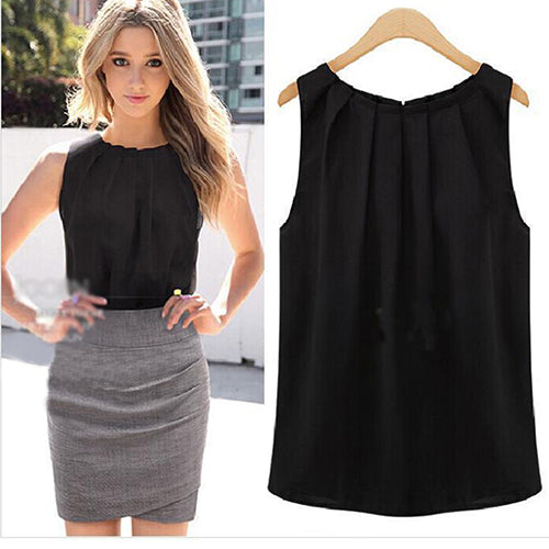 Women Fashion Sexy Summer Casual Chiffon Vest Tank Top Sleeveless T-shirt freeshipping - Etreasurs