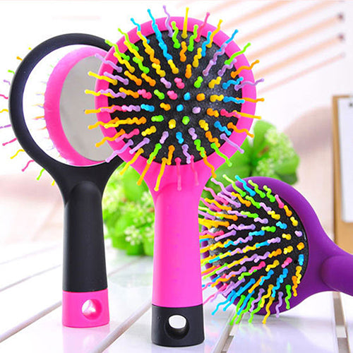 Rainbow Comb Volume Brush Candy Tone Magic Hairbrush with Mirror for Hair Tangle freeshipping - Etreasurs