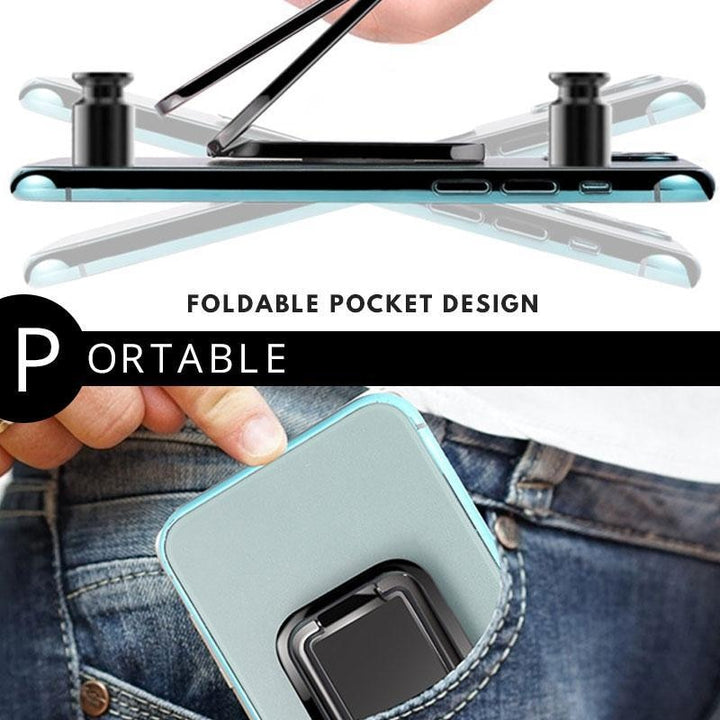 New Square Double Magic Ring Phone Holder Stand Metal Phone Holder Foldable Mobile Phone Stand Folding Sticky Desktop freeshipping - Etreasurs