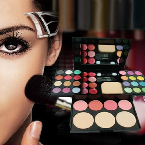Blusher Lip Gloss Shimmer Eyeshadow Palette Makeup Kit Brush Mirror Cosmetic Set freeshipping - Etreasurs