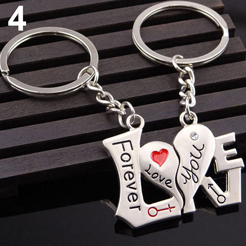 Couple Lovers Heart Key Chain Ring Casual Trinket Jewelry Valentine's Day Wedding Gift freeshipping - Etreasurs