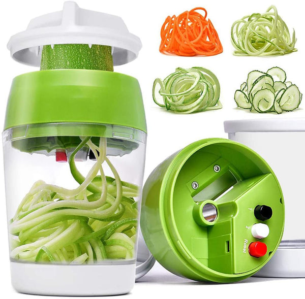 5 in1 Handheld Spiralizer Vegetable Slicer Adjustable Spiral Cutter with Container Zucchini Noodle Spaghetti Maker Spiral Slicer freeshipping - Etreasurs