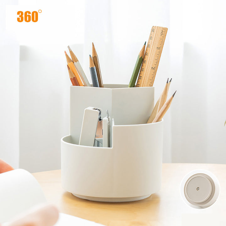 Creative Simple Multi Functional Round Pen Holder Office Rotating Simple Makeup Brush Large Capacity Pen Holder Storage Box freeshipping - Etreasurs