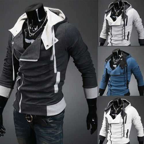 Men Fashion Side Zip Long Sleeve Jacket Sweatshirt Cool Slim Fit Outwear Hooded Hoodie freeshipping - Etreasurs