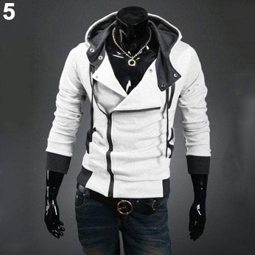 Men Fashion Side Zip Long Sleeve Jacket Sweatshirt Cool Slim Fit Outwear Hooded Hoodie freeshipping - Etreasurs