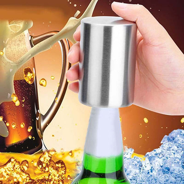 Stainless Steel Automatic Bottle Opener Beer Wine Can Cap Catcher Bar Easy Tool freeshipping - Etreasurs