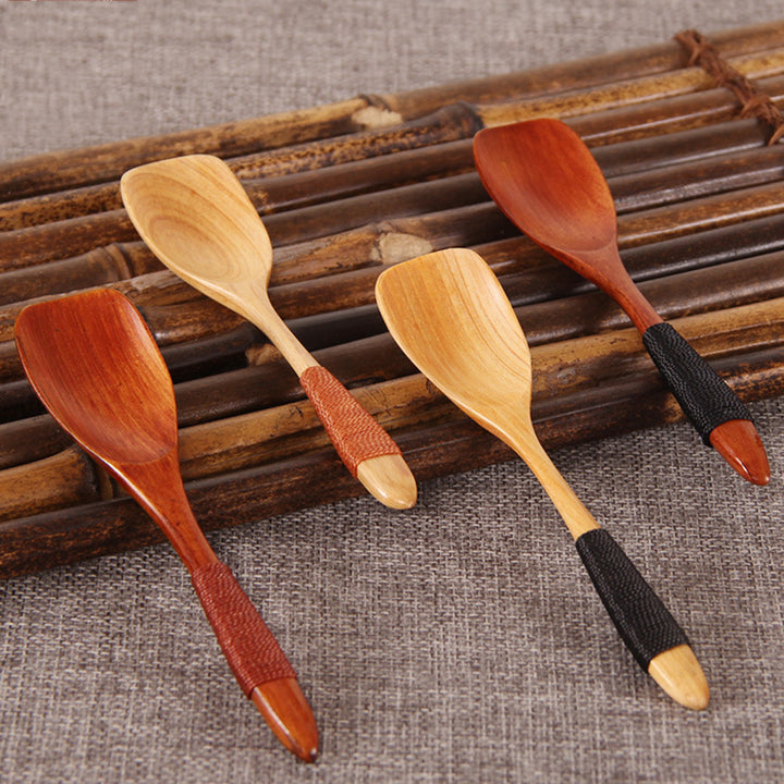 8cm Wooden Wood Spoon Soup Teaspoon Catering Kitchen Cooking Utensil Tool Gift freeshipping - Etreasurs