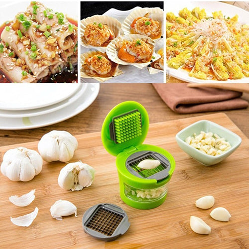 Kitchen 2 Blades Garlic Press Chopper Slicer Grinder Crusher Hand Presser Tool freeshipping - Etreasurs