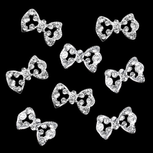 10Pcs 3D Glitter Rhinestone Hollow Bowknot DIY Decoration Nail Art Tips Jewelry freeshipping - Etreasurs