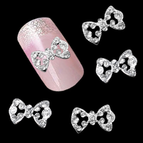 10Pcs 3D Glitter Rhinestone Hollow Bowknot DIY Decoration Nail Art Tips Jewelry freeshipping - Etreasurs