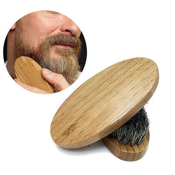 Hair Bristle Beard Brush Military Hard Round Wood Handle freeshipping - Etreasurs