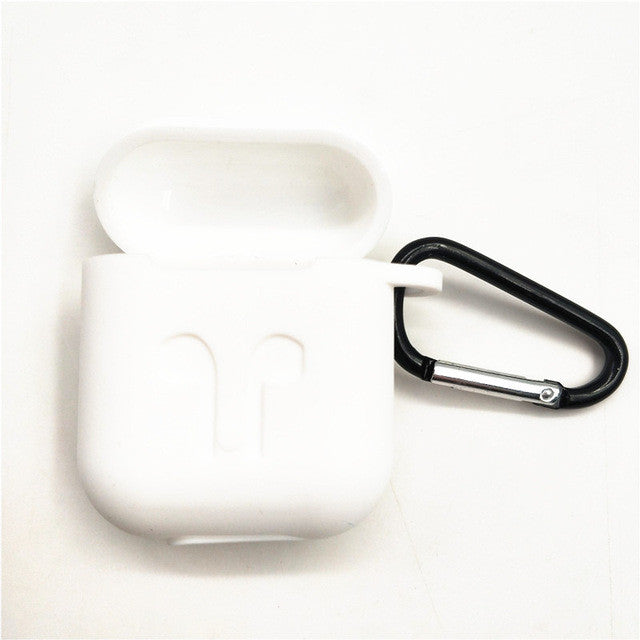 Soft Silicone Cover Waterproof Shockproof Protector Case Sleeve Pouch for Apple Airpods Earphone with Hook freeshipping - Etreasurs