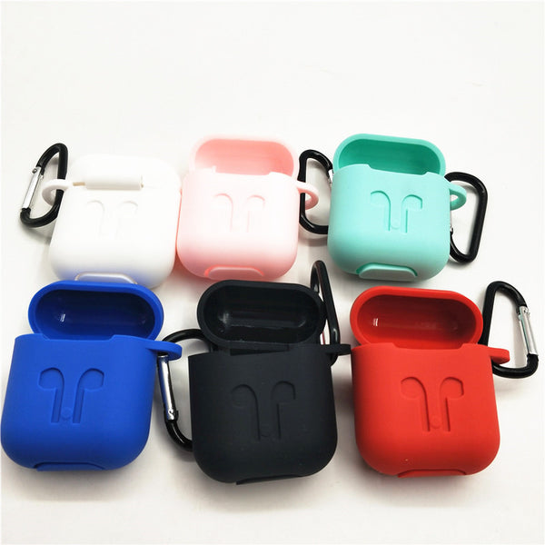 Soft Silicone Cover Waterproof Shockproof Protector Case Sleeve Pouch for Apple Airpods Earphone with Hook freeshipping - Etreasurs