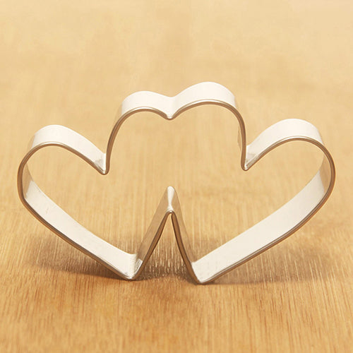 Stainless Steel Double Heart Valentine's Day Cookie Biscuit Pastry Cutter Mold freeshipping - Etreasurs