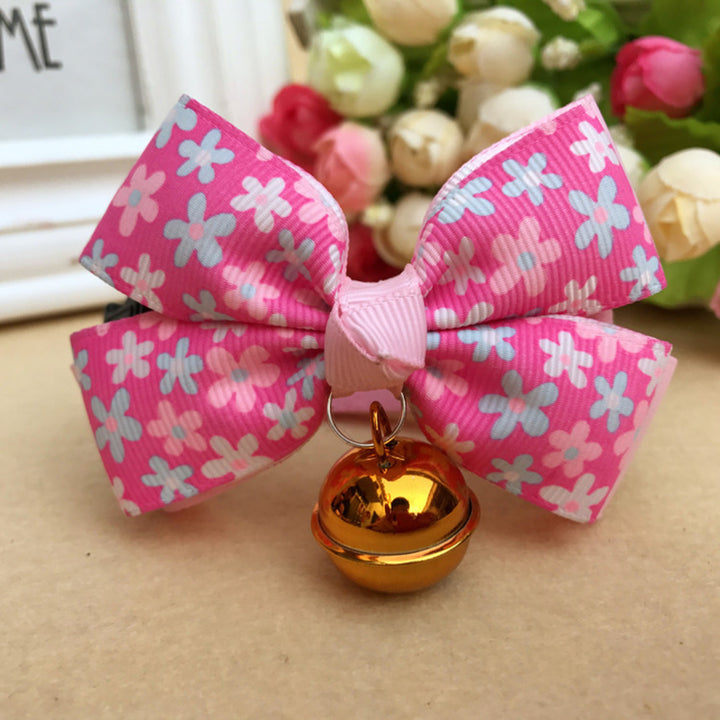 Cute Pet Cat Dog Bowtie Collar with Bell Necklace Bowknot Bow Tie Accessory freeshipping - Etreasurs
