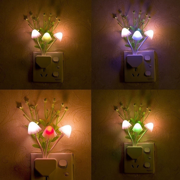 Romantic Colorful Sensor LED Mushroom Wall Lamp Night Light Home Bedroom Decor freeshipping - Etreasurs