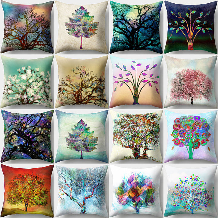 Colorful Tree Print Home Cushion Cover Square Waist Throw Pillow Case Decor freeshipping - Etreasurs