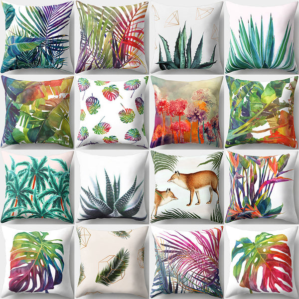 Modern Multicolor Tropical Leaves Print Sofa Bed Throw Pillow Case Cushion Cover freeshipping - Etreasurs