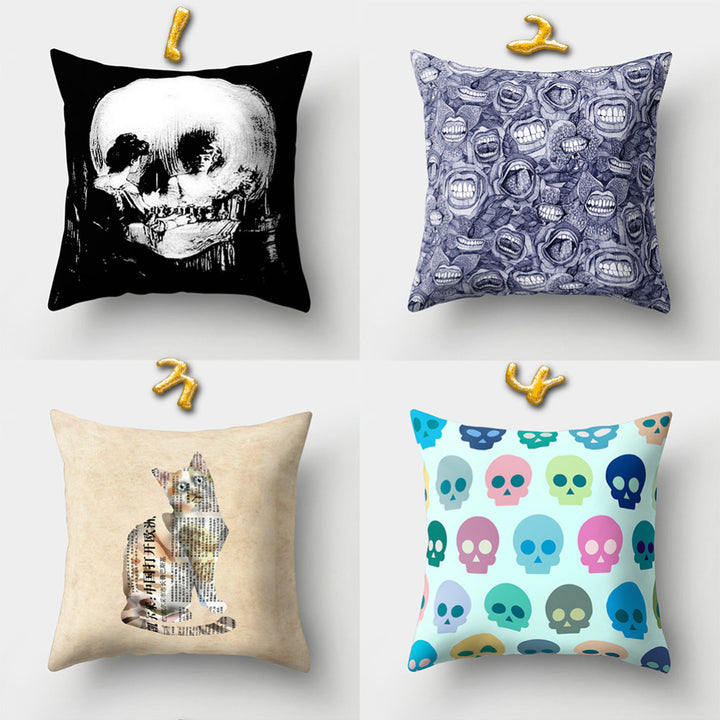 Halloween Skull Pillow Case Cushion Cover Square Pillowcase for Pub Home Decor freeshipping - Etreasurs