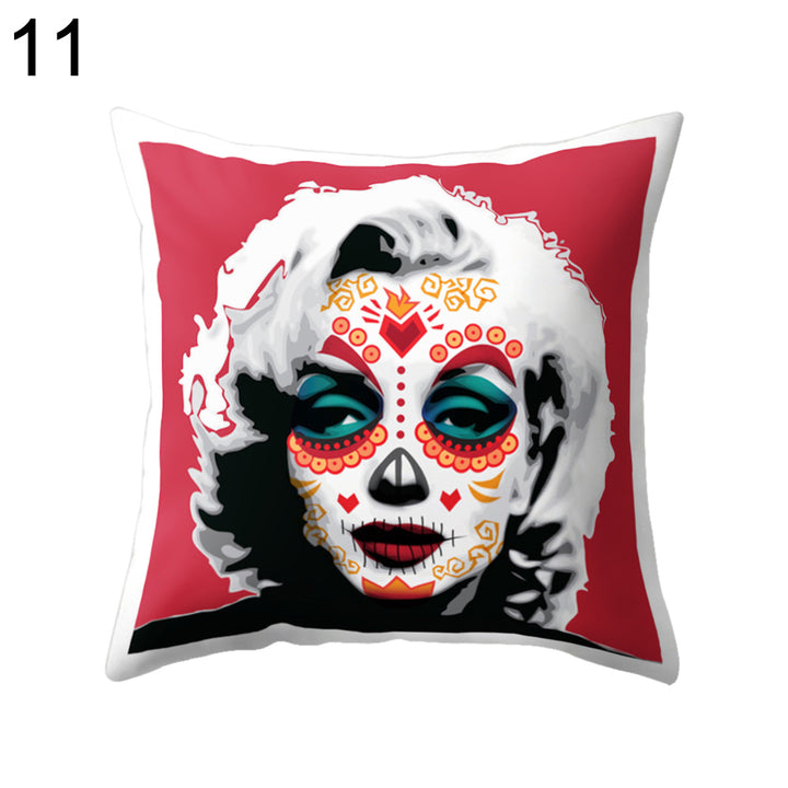 Halloween Skull Pillow Case Cushion Cover Square Pillowcase for Pub Home Decor freeshipping - Etreasurs