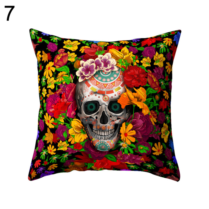 Halloween Skull Pillow Case Cushion Cover Square Pillowcase for Pub Home Decor freeshipping - Etreasurs