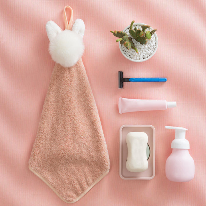 Cartoon Rabbit Ears Home Kitchen Hanging Hand Wipe Soft Water Absorbent Towel freeshipping - Etreasurs