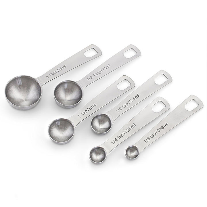 6Pcs/Set Stainless Steel Seasoning Measuring Spoon Round Cup Kitchen Baking Tool freeshipping - Etreasurs