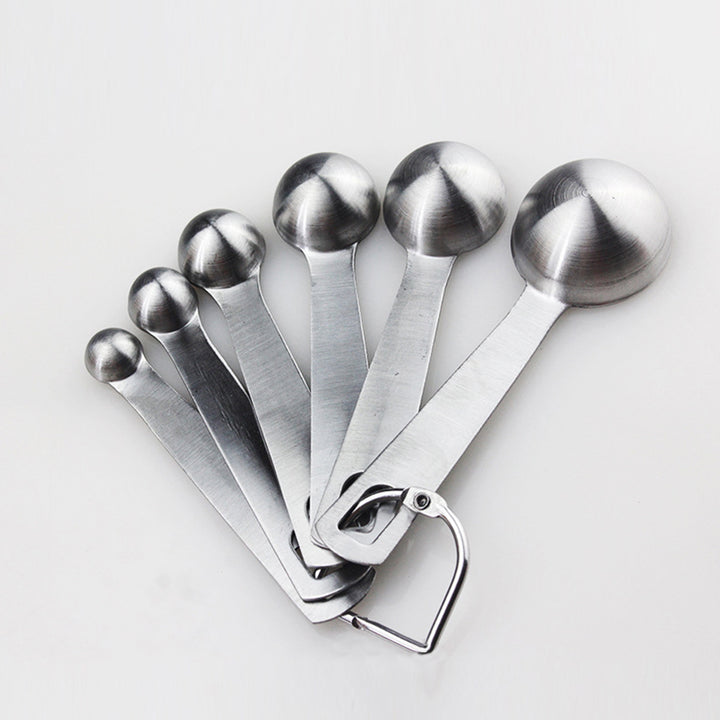 6Pcs/Set Stainless Steel Seasoning Measuring Spoon Round Cup Kitchen Baking Tool freeshipping - Etreasurs