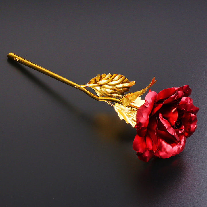 Golden-Color Foil Artificial Rose Flower Long Stem Valentine's Day Lovers Gift freeshipping - Etreasurs