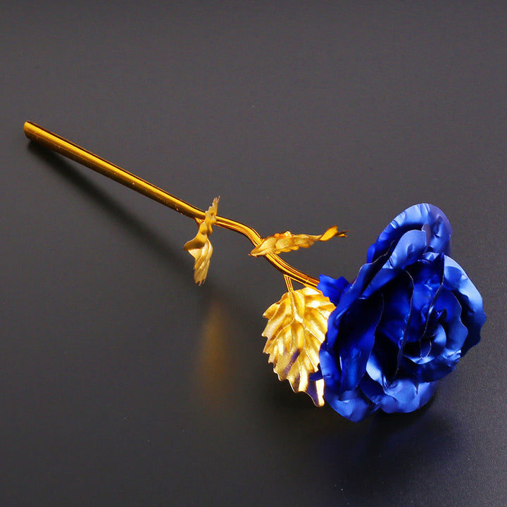 Golden-Color Foil Artificial Rose Flower Long Stem Valentine's Day Lovers Gift freeshipping - Etreasurs