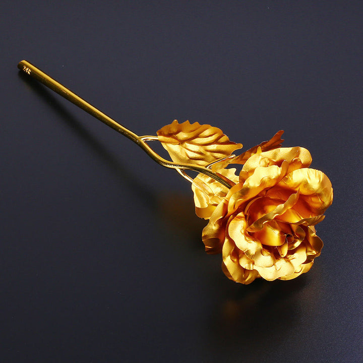 Golden-Color Foil Artificial Rose Flower Long Stem Valentine's Day Lovers Gift freeshipping - Etreasurs