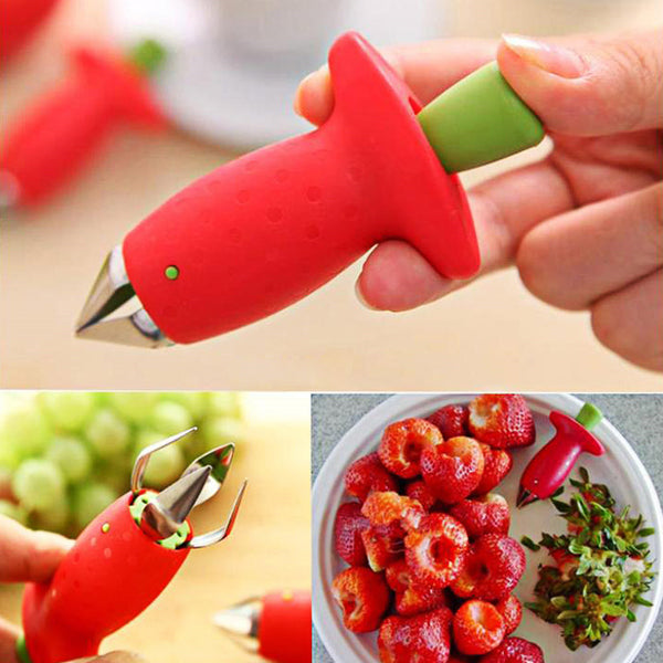 1Pc Strawberry Huller Metal Tomato Stalks Plastic Fruit Leaf Knife Stem Remover Gadget Strawberry Hullers Kitchen Tool freeshipping - Etreasurs