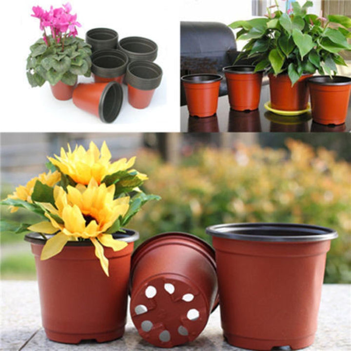 10 Pcs Small Plastic Round Flower Pot Terracotta Nursery Planter Home Decor freeshipping - Etreasurs