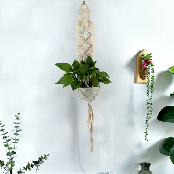 Handmade Bohemia Woven Plant Flowerpot Bonsai Hanging Rope Holder Balcony Decor freeshipping - Etreasurs