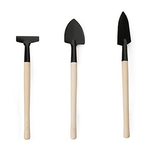 Mini Plant Garden Tools Wooden Handle Gardening Shovel Rake Spade 3 Pcs Set freeshipping - Etreasurs