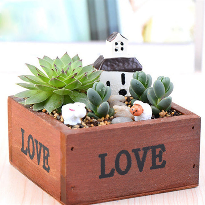 Cute Love Letter Printed Wooden Box Container Succulent Planting Pot Photo Prop freeshipping - Etreasurs