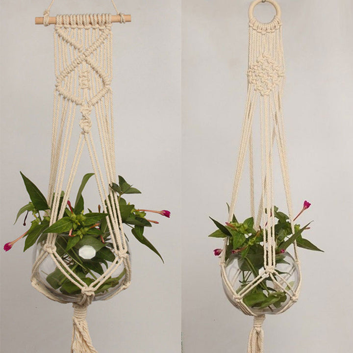 Hanging Pot Holder Plant Planter Basket Hanger Cotton Rope Macrame Braided Craft freeshipping - Etreasurs