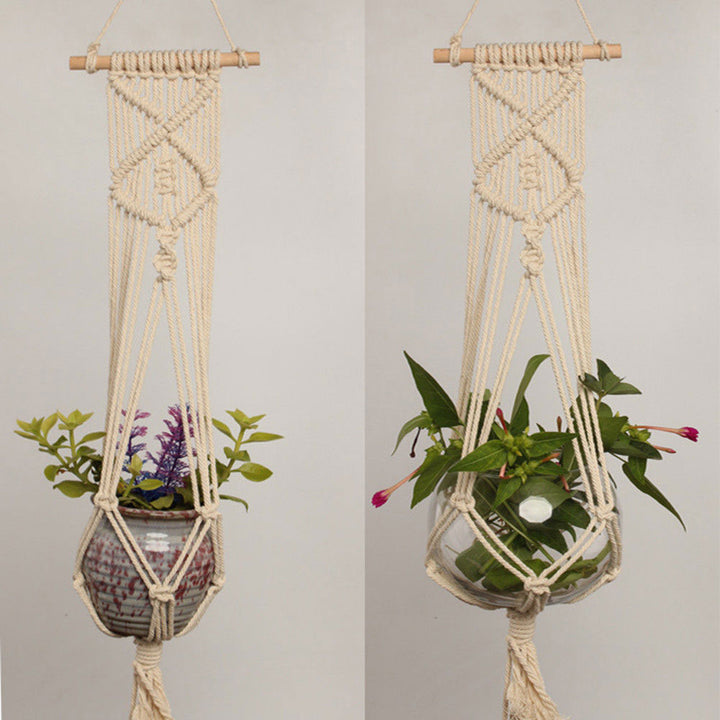 Hanging Pot Holder Plant Planter Basket Hanger Cotton Rope Macrame Braided Craft freeshipping - Etreasurs
