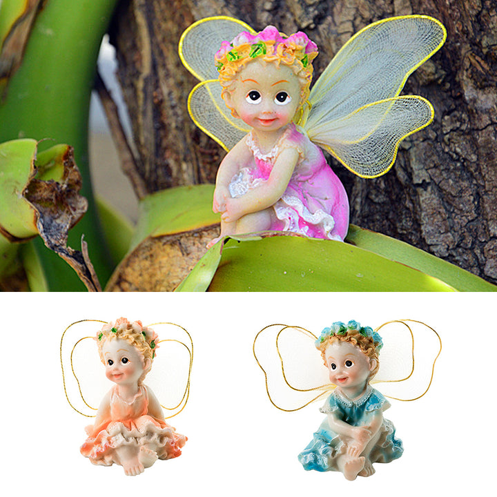 4Pcs/Set Fairy Garden DIY Flower Angels Ornament Miniature Decor Resin Figurines freeshipping - Etreasurs