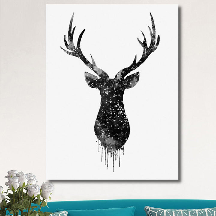 Fashion Christmas Deer Head Animal Minimalist Canvas Poster Painting Wall Decor freeshipping - Etreasurs
