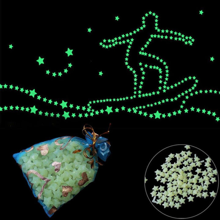 200Pcs 3D Stars Glow In The Dark Luminous Fluorescent Wall Stickers Home Decor freeshipping - Etreasurs