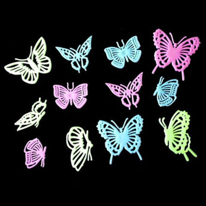 12Pcs Luminous Glow Hollow Out Butterfly Decals Home Decor Wall Stickers freeshipping - Etreasurs