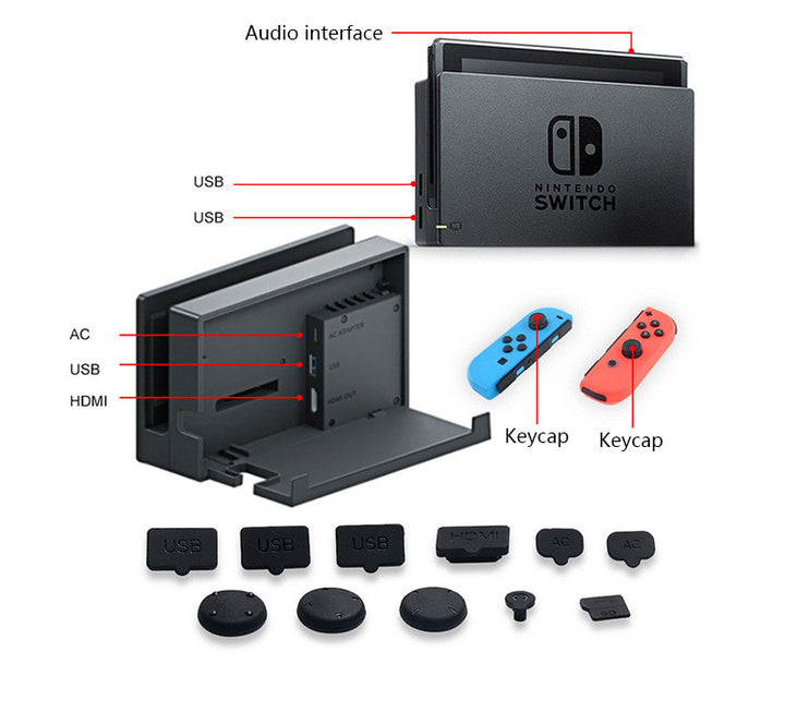 Rubber Dustproof Plug Kit for Nintendo Switch Dust Plug Tempered Glass Screen Protector freeshipping - Etreasurs